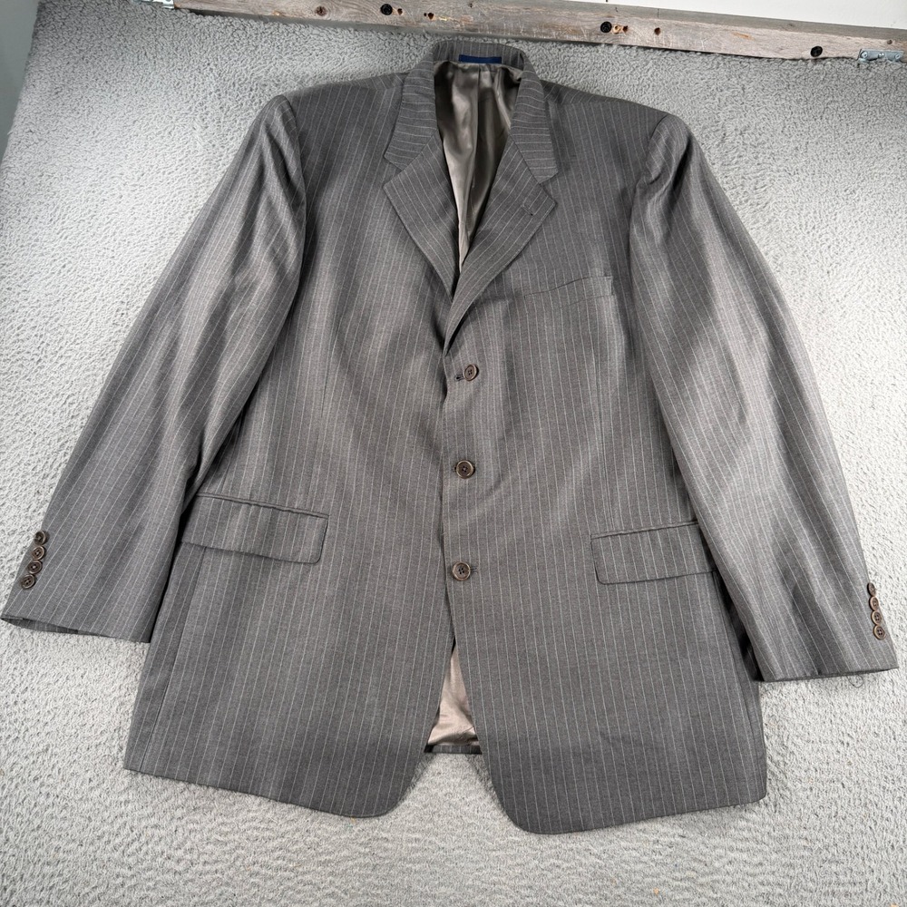 Daniel Cremieux Loro Piana Blazer Mens 48R Grey Pinstripe Wool Sport Coat